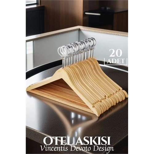 BFS  Otel Tip Askı 20 li Set Ahşap Vincentis Devoto Design