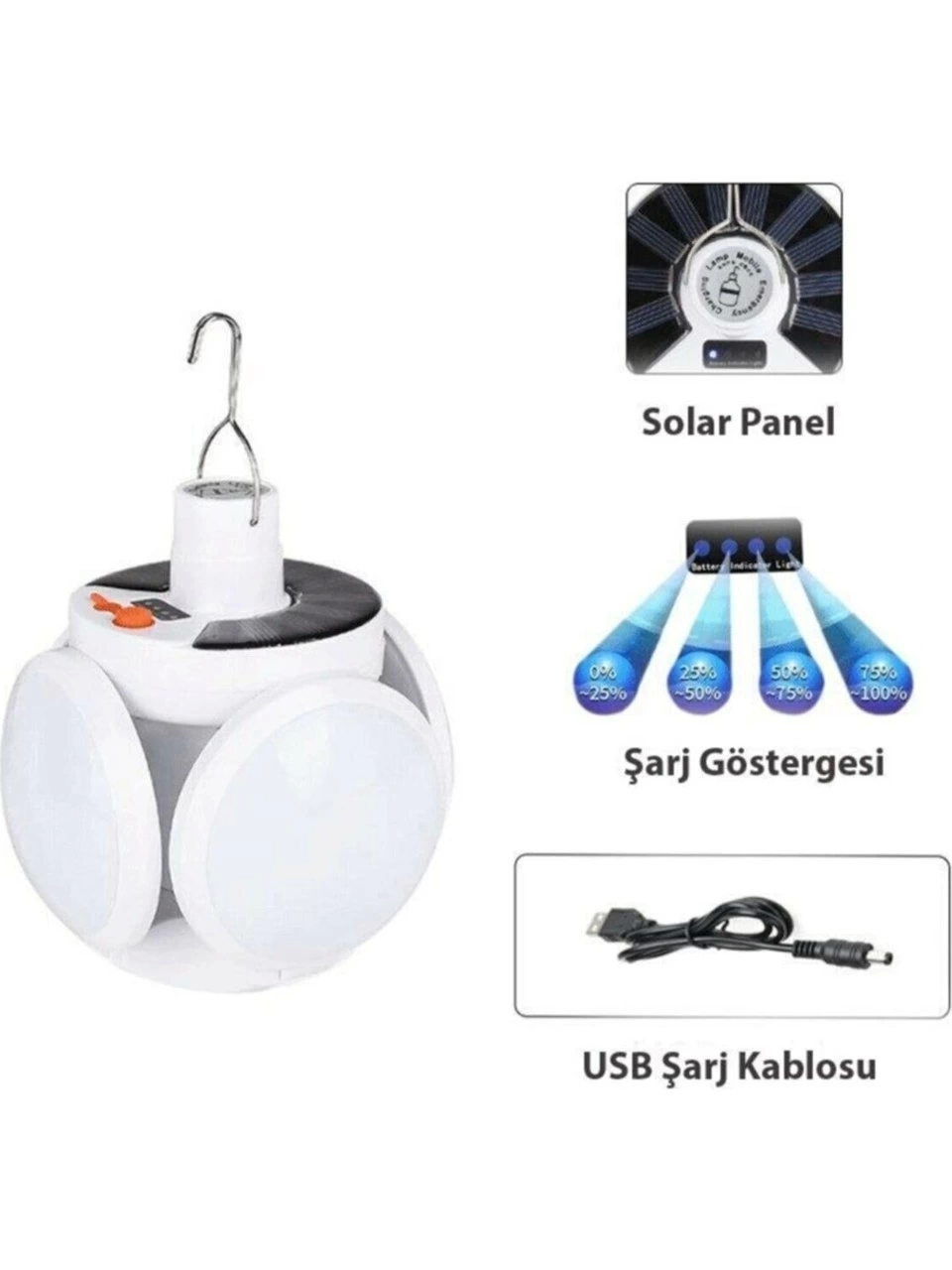 BFS P-038 Solar Güneş Enerji Ve Usb Sarjli 5 Kanatlı