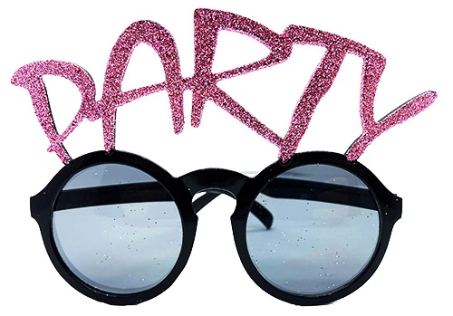 BFS  Party Yazılı Simli Pembe Renk Parti Gözlüğü 15x7 cm