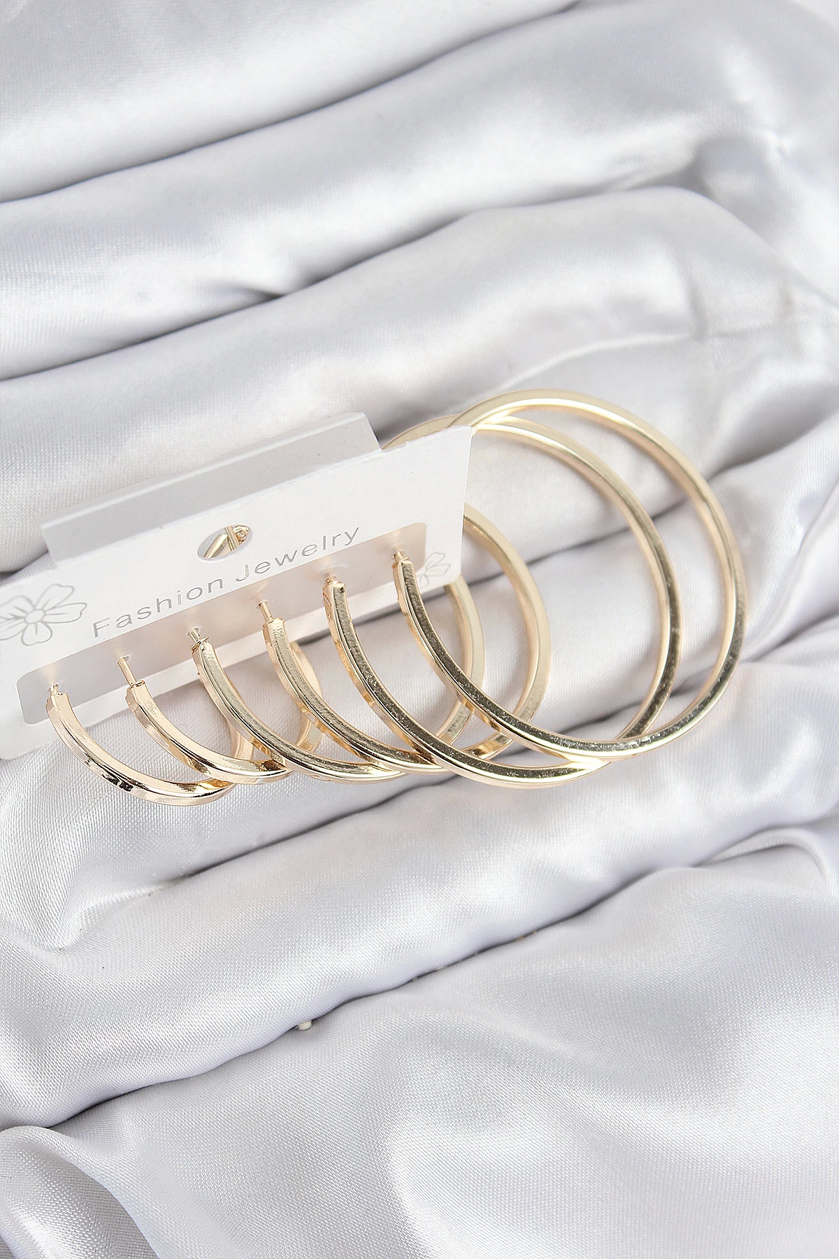 BFS Pirinç Halka Model Gold Renk Kadın Set Küpe