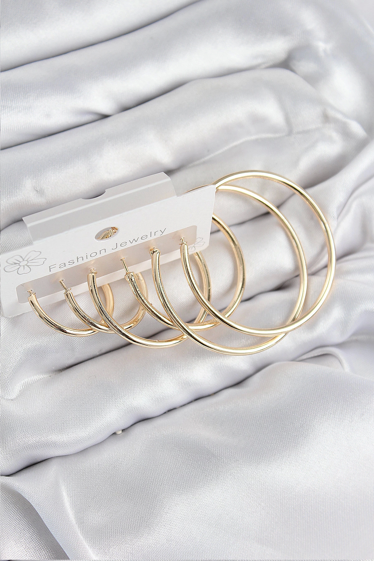 BFS Pirinç Halka Model Gold Renk Kadın Set Küpe