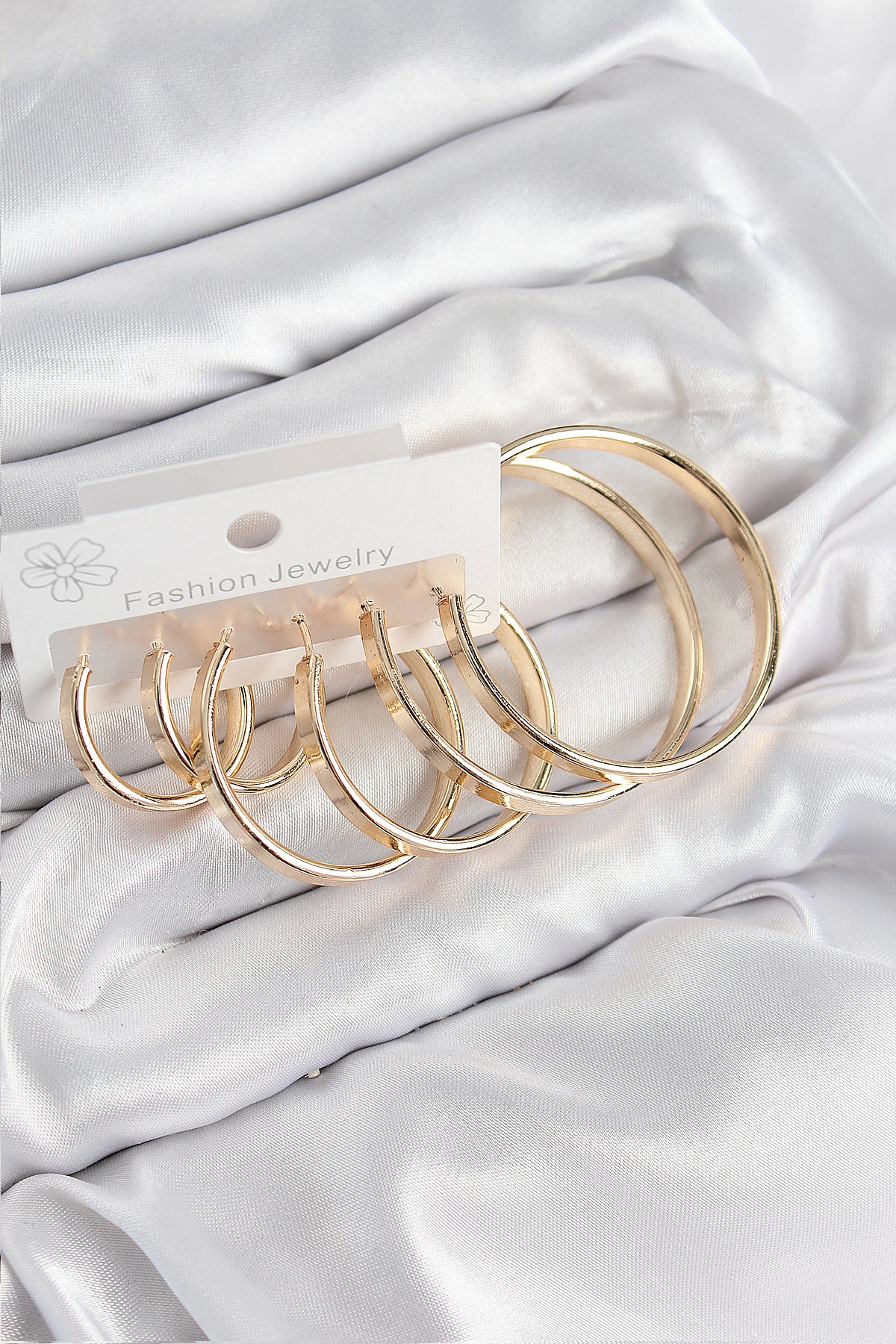 BFS Pirinç Halka Model Gold Renk Kadın Set Küpe