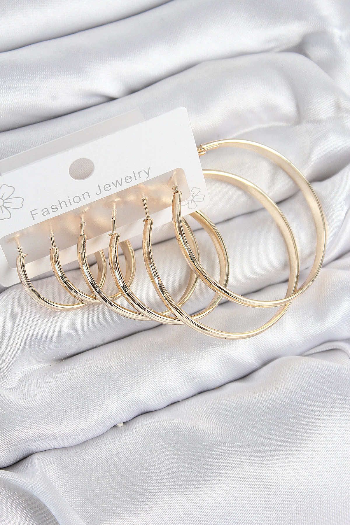 BFS Pirinç Halka Model Gold Renk Kadın Set Küpe