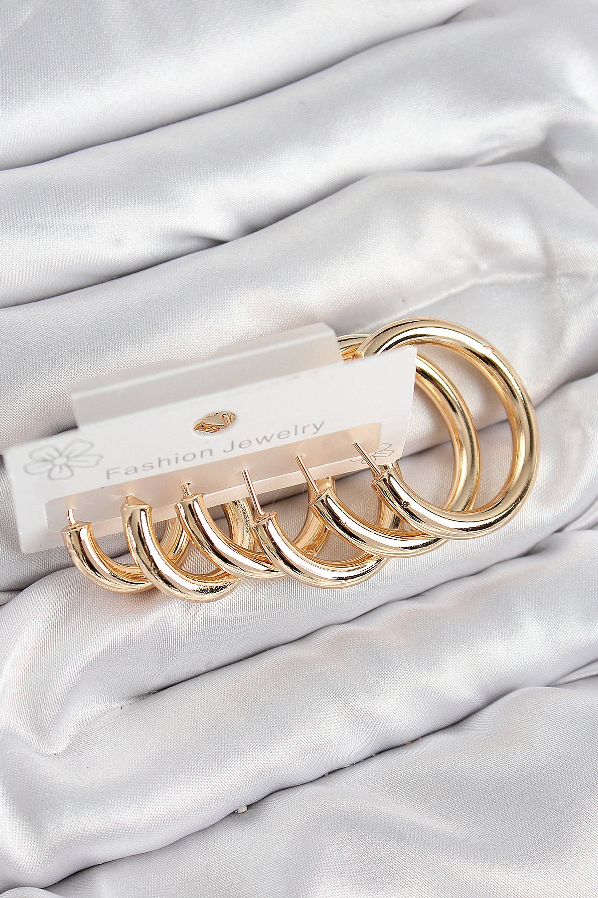 BFS Pirinç Halka Model Gold Renk Kadın Set Küpe