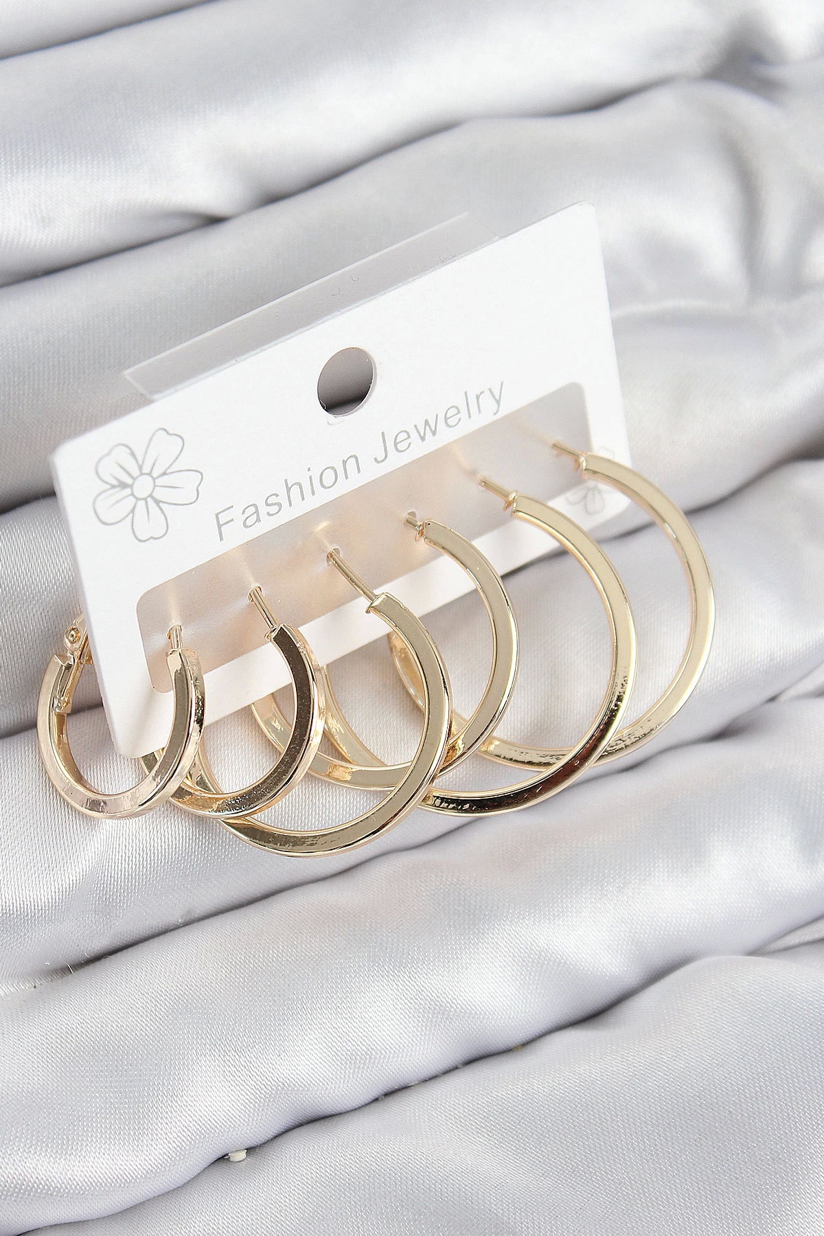BFS Pirinç Halka Model Gold Renk Kadın Set Küpe