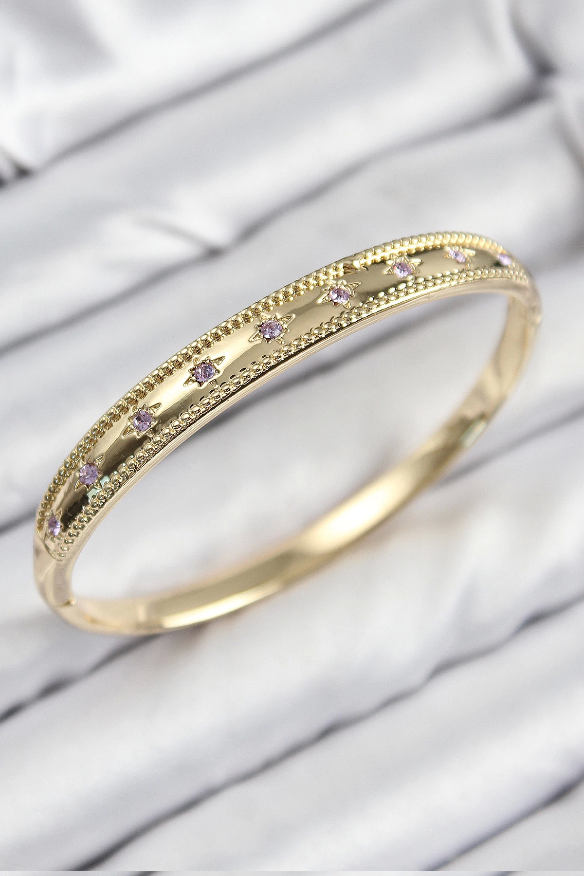 BFS Pirinç Zirkon Taşlı Kutup Yıldızı Model Gold Renk Kadın Kelepçe