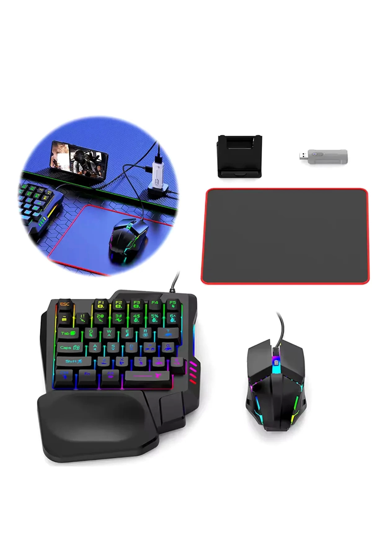 BFS Pubg Mobil Oyun Kiti 5in1 Bt5.3 Klavye Mouse Dönüştürücü Seti Pugb Seti