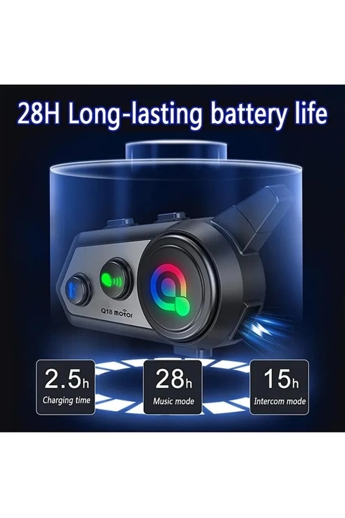 BFS Q18 Motosiklet Kask Kulaklık Intercom Işıklı 2 Eşleşme Özellikli 1000 Mah