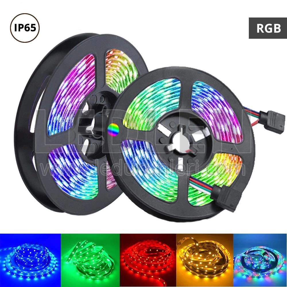 BFS Rgb Şerit 5 Metre 16 Renkli Kumandalı Adaptörlü Çift Taraflı Bant