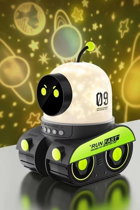 BFS Robot Projeksiyon Gece Lambası Hoparlörlü Şarjlı Yıldızlı Gökyüzü Temalı Led Projeksiyon Lambası