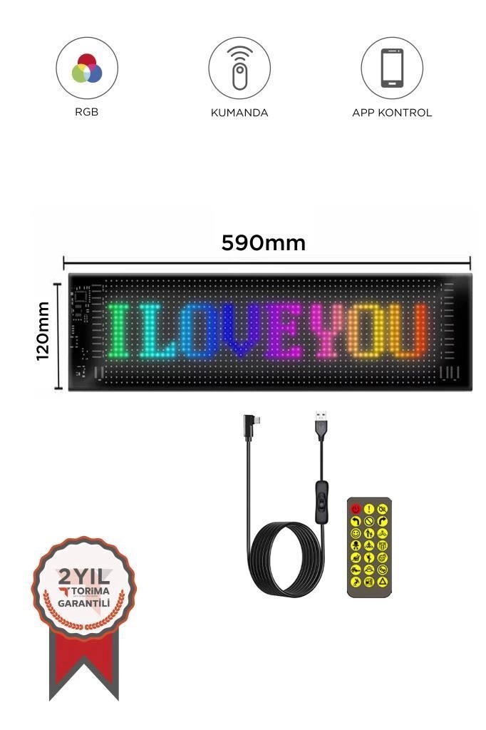 BFS Rp1259 Led Matrix Panel 16x96cm Telefon Kontrollü Kayar Led Animasyon Aydınlatma