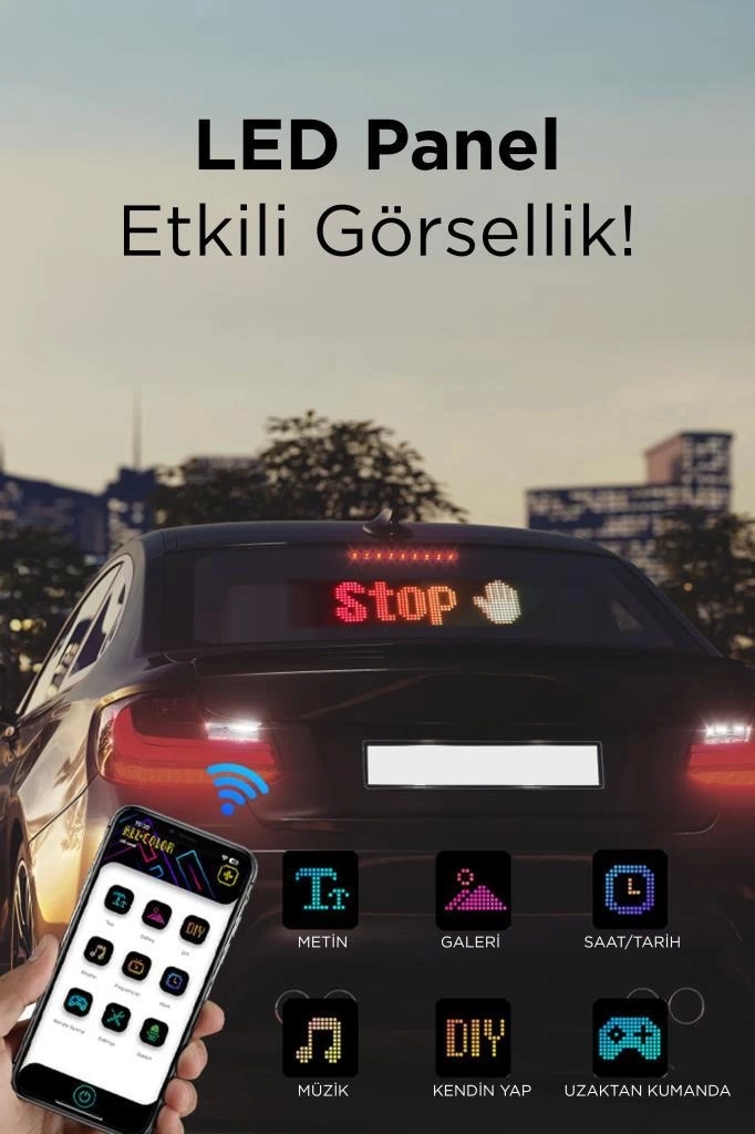 BFS Rp1259 Led Matrix Panel 16x96cm Telefon Kontrollü Kayar Led Animasyon Aydınlatma BFS Rp1259 Led Matrix Panel 16x96cm Telefon Kontrollü Kayar Led Animasyon Aydınlatma