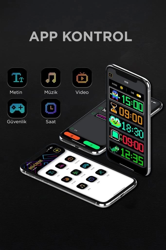 BFS Rp1259 Led Matrix Panel 16x96cm Telefon Kontrollü Kayar Led Animasyon Aydınlatma BFS Rp1259 Led Matrix Panel 16x96cm Telefon Kontrollü Kayar Led Animasyon Aydınlatma