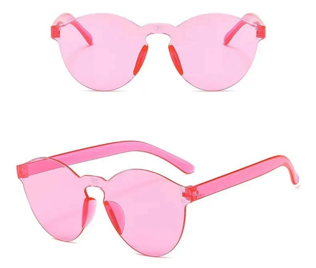 BFS  Sert Mika Oval Şekilli Çerçevesiz Pembe Gözlük Retro Parti 5x14 cm