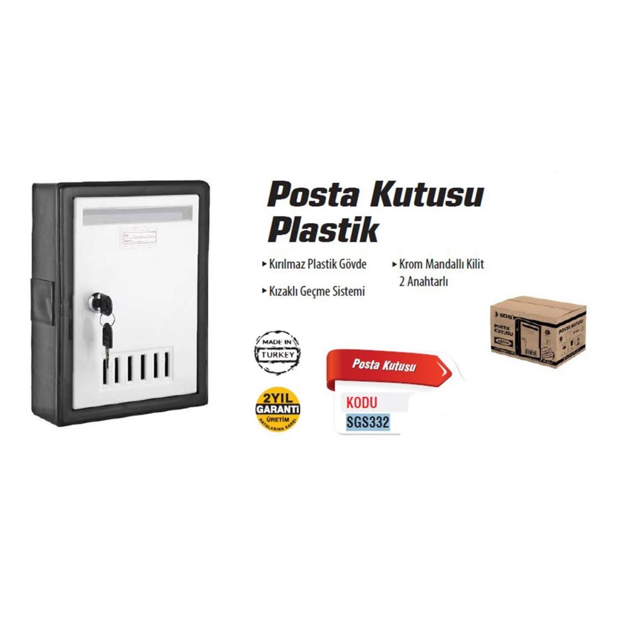 BFS SGS 332 Plastik Posta Kutusu 2 Anahtarlı
