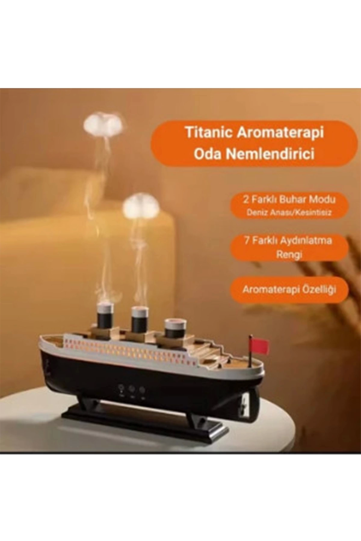 BFS Titanic Gemi Hava Nemlendirici Işıklı Fonksiyonlu Buhar Makinesi Kumandalı BFS Titanic Gemi Hava Nemlendirici Işıklı Fonksiyonlu Buhar Makinesi Kumandalı
