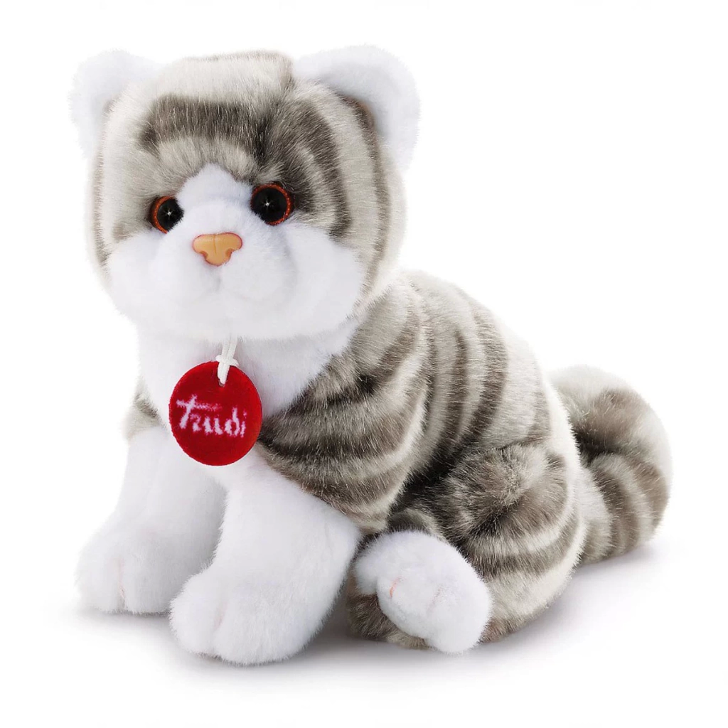 BFS   Trudi Brad Peluş Beyaz Gri Kedi 20 cm