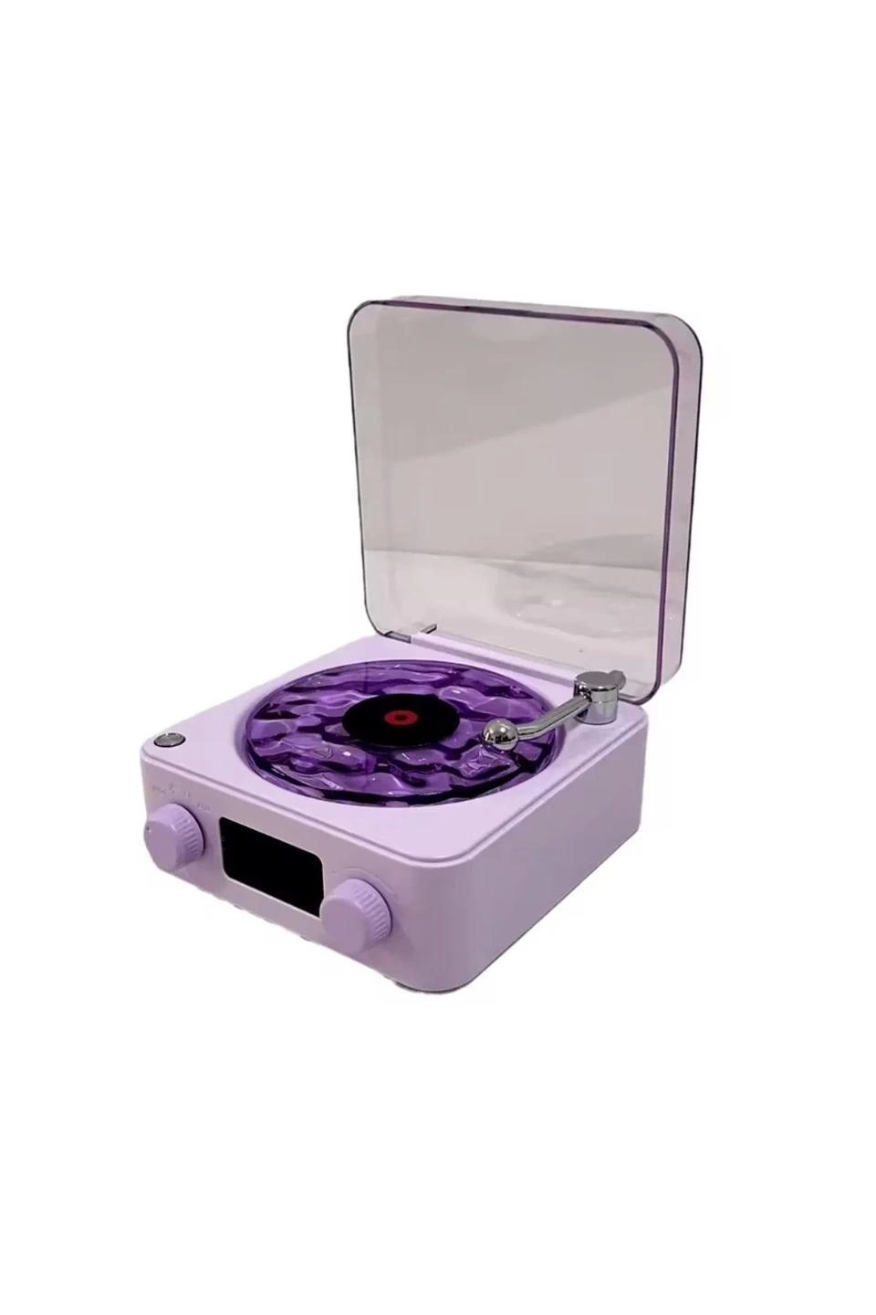 BFS Waves Nostalji Plak Görünümlü Bluetooth Hoparlör 3d Ses Dalgası Retro Müzik Plak Mor