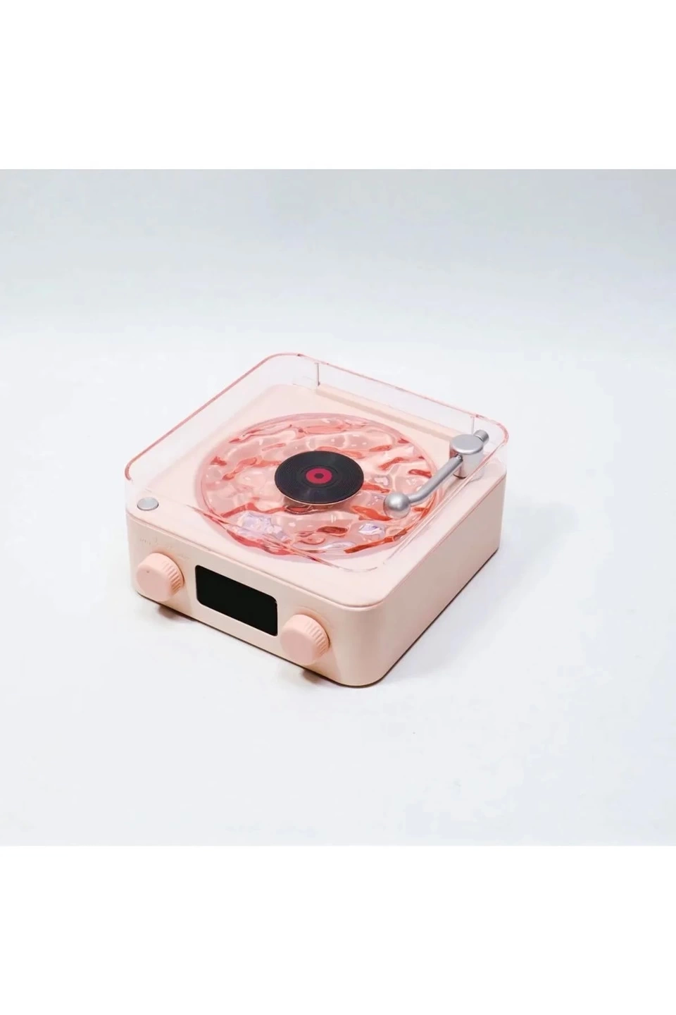 BFS Waves Nostalji Plak Görünümlü Bluetooth Hoparlör 3d Ses Dalgası Retro Müzik Plak Pembe