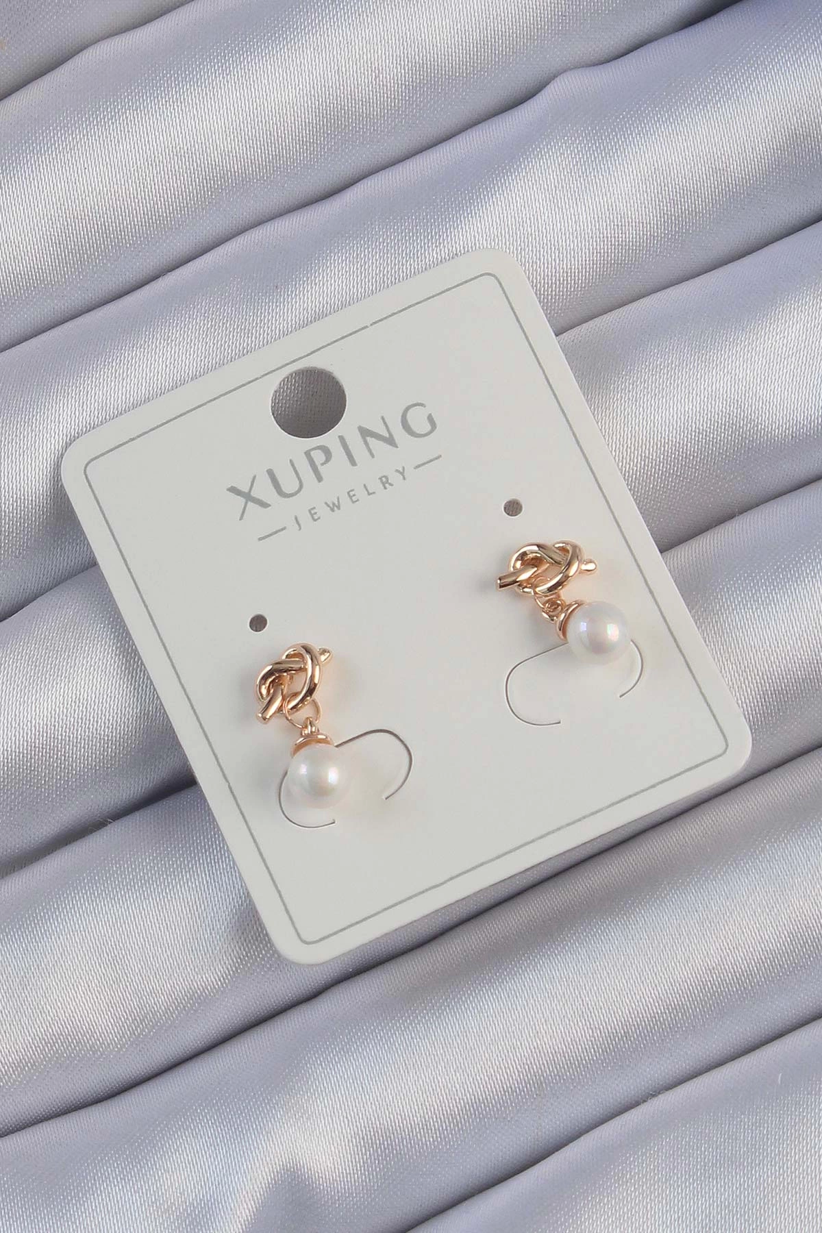 BFS Xuping Rose Renk İnci Taşlı Düğüm Küpe