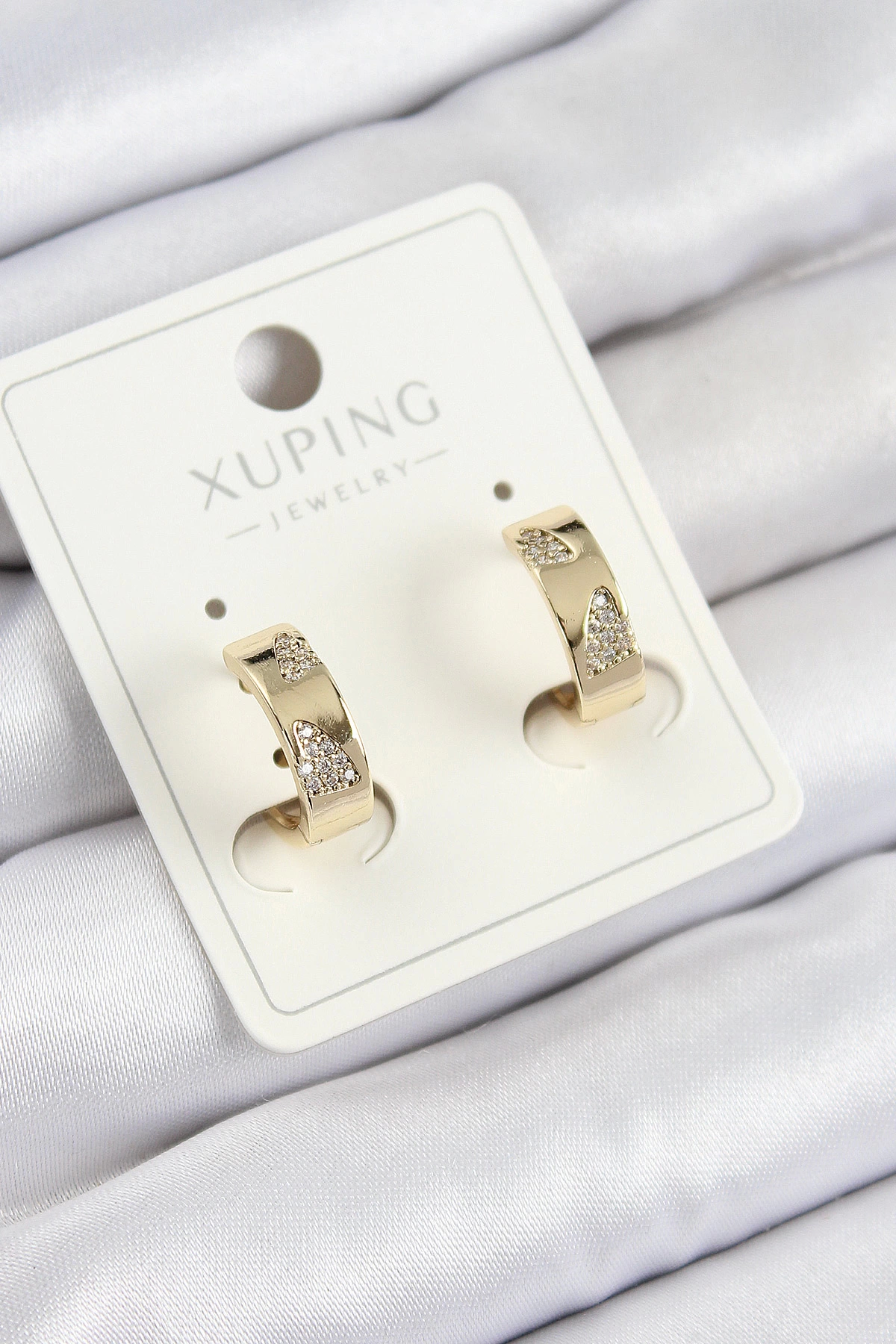BFS Xuping Zirkon Taşlı Desenli Halka Model Gold Renk Kadın Küpe