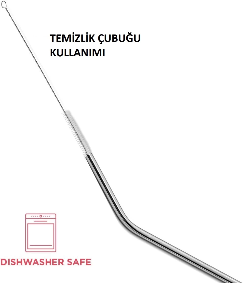 Çelik Pipet Paslanmaz Çelik Metal Meşrubat Pipeti Ve Pipet Temizleme Fırçası Seti 5 Parça Çelik Pipet Paslanmaz Çelik Metal Meşrubat Pipeti Ve Pipet Temizleme Fırçası Seti 5 Parça