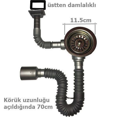 Çöpmak Kapalı Taşmalı Körüklü Evye Sifonu 50 mm Çöpmak Kapalı Taşmalı Körüklü Evye Sifonu 50 mm