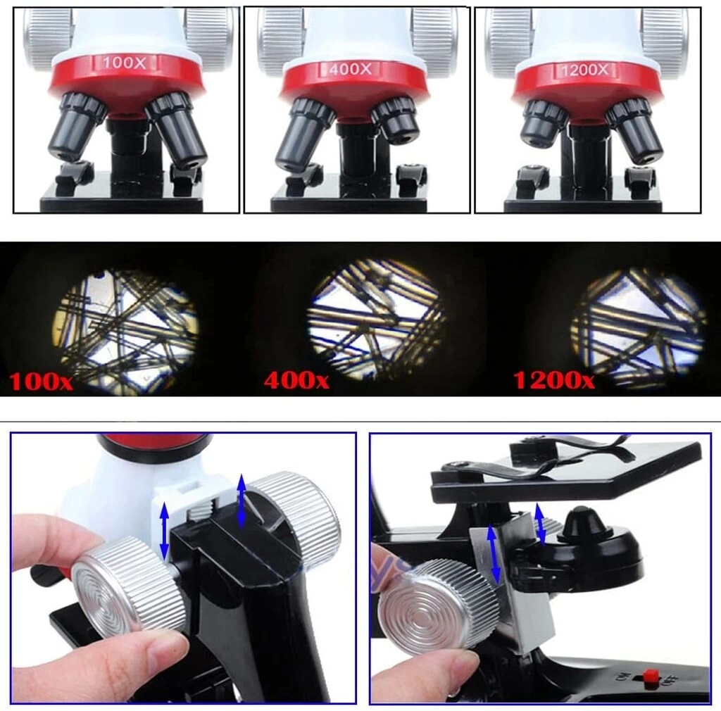 Eğitici Mikroskop Kiti Zoom Led Işıklı 100x 400x 1200x St1200x Eğitici Mikroskop Kiti Zoom Led Işıklı 100x 400x 1200x St1200x