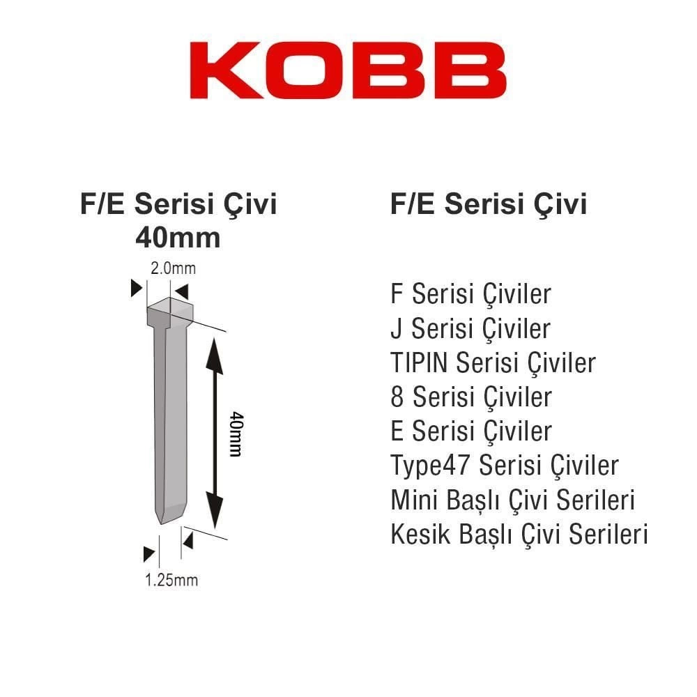 Kobb KBZ40F 40 mm 2500 Adet Çivi Kobb KBZ40F 40 mm 2500 Adet Çivi