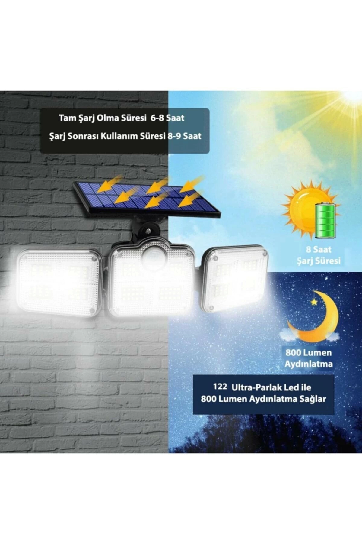 Kumandalı Solar Güneş Enerjili 122 Ledli Hareket Sensörlü Bahçe Aydınlatma Sokak Lambası Kumandalı Solar Güneş Enerjili 122 Ledli Hareket Sensörlü Bahçe Aydınlatma Sokak Lambası