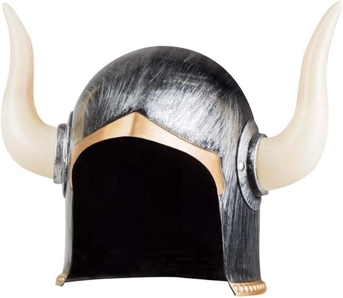 Mega Boynuzlu Viking I Kaskı Eskitilmiş Desen Gümüş Renk