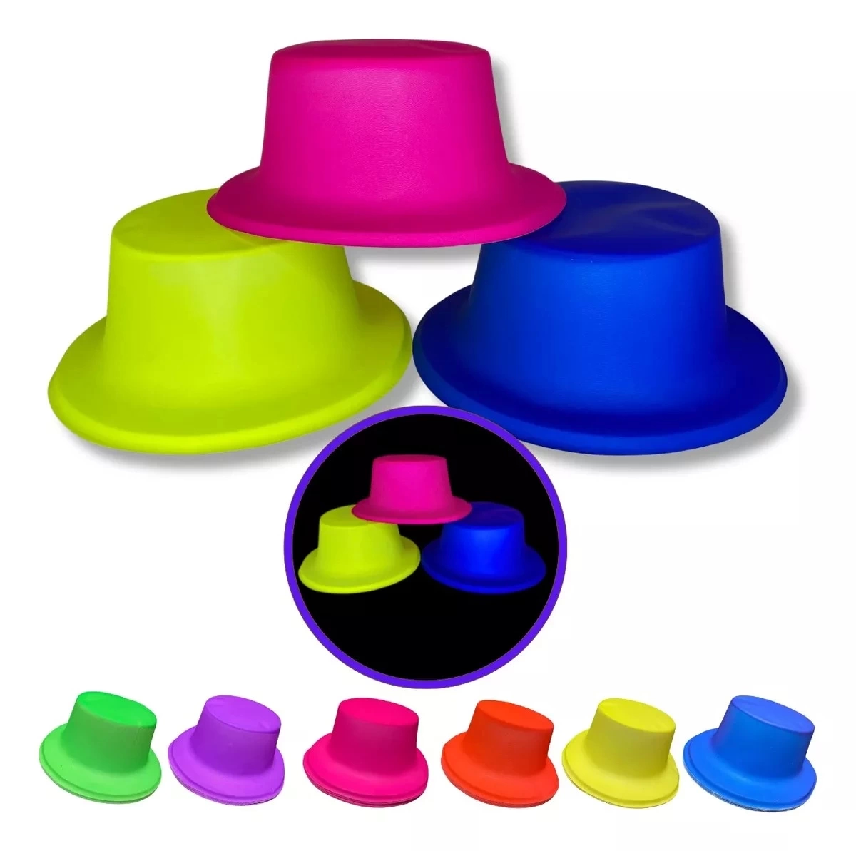 Neon Partisi Sarı Renk Plastik Fötr Şapka Neon Partisi Sarı Renk Plastik Fötr Şapka