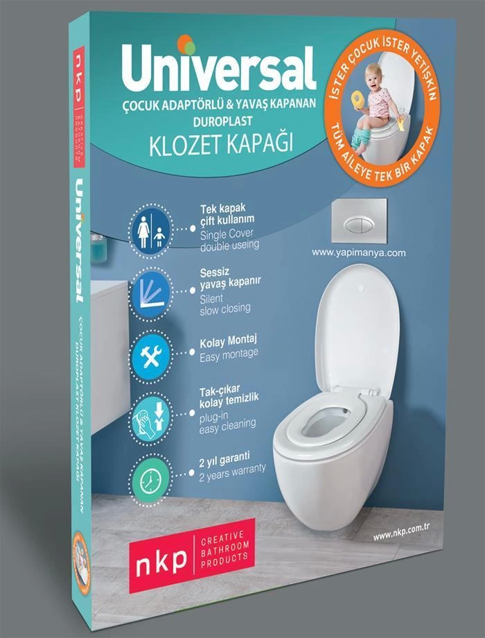 NKP Üniversal Çocuk Adaptörlü Yavaş Kapanır Klozet Kapağı NKP Üniversal Çocuk Adaptörlü Yavaş Kapanır Klozet Kapağı