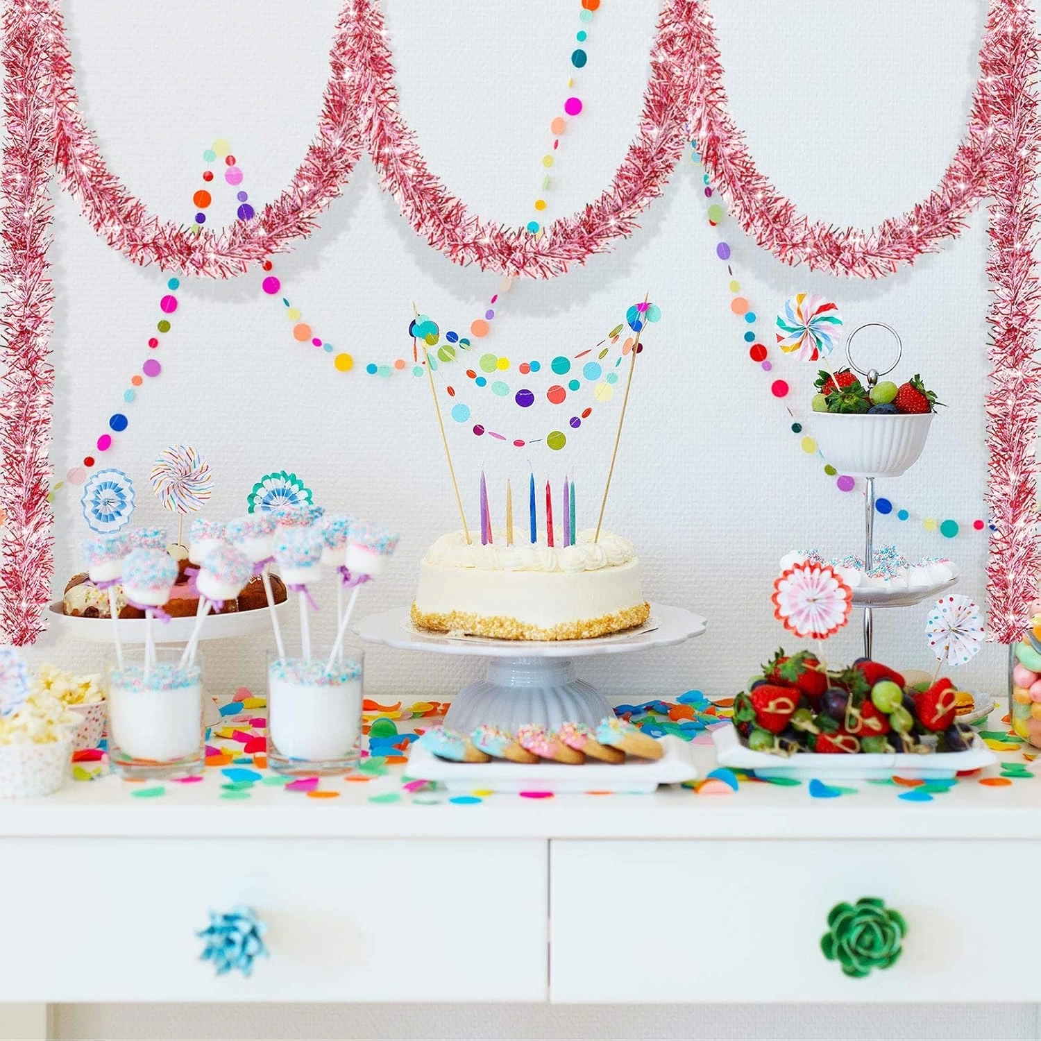 Parti İçin Sim Süs 2 Metre Uzunluk 8 Cm Genişlik Pembe Renk İthal Parti İçin Sim Süs 2 Metre Uzunluk 8 Cm Genişlik Pembe Renk İthal