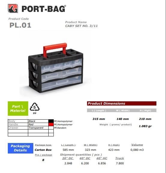 Portbag PL01 Caby 3/11 Çekmece Seti Portbag PL01 Caby 3/11 Çekmece Seti