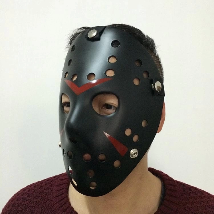 Siyah Renk Kırmızı Çizgili Tam Yüz Hokey Jason Maskesi Hannibal Maskesi Siyah Renk Kırmızı Çizgili Tam Yüz Hokey Jason Maskesi Hannibal Maskesi