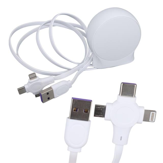 1 Metre Makaralı 3In1 Şarj Kablosu (Lightning - TYPE-C - Micro USB) (5271)