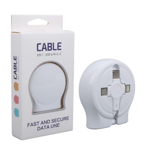 1 Metre Makaralı 3In1 Şarj Kablosu (Lightning - TYPE-C - Micro USB) (5271) 1 Metre Makaralı 3In1 Şarj Kablosu (Lightning - TYPE-C - Micro USB) (5271)