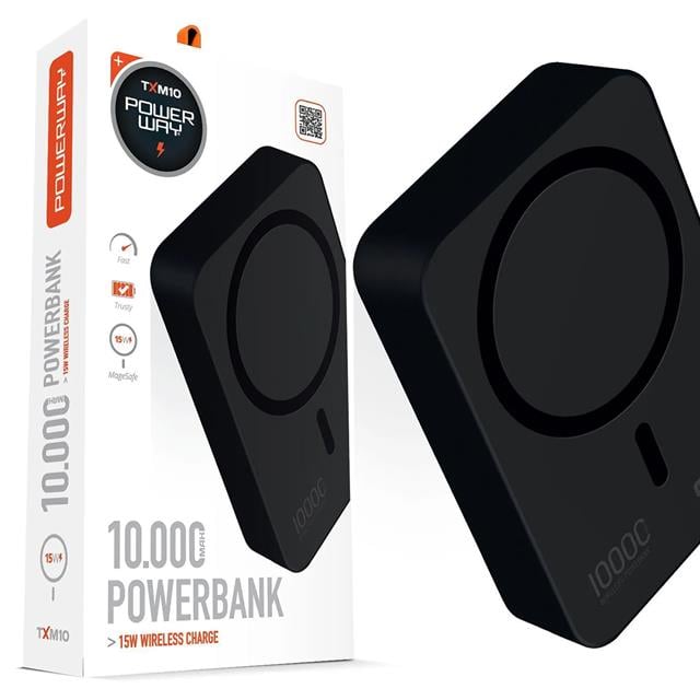 10.000mAh PD15W Magsafe Kablosuz Wireless Taşınabilir Şarj Cihazı Siyah Powerbank TXM10 (5271)
