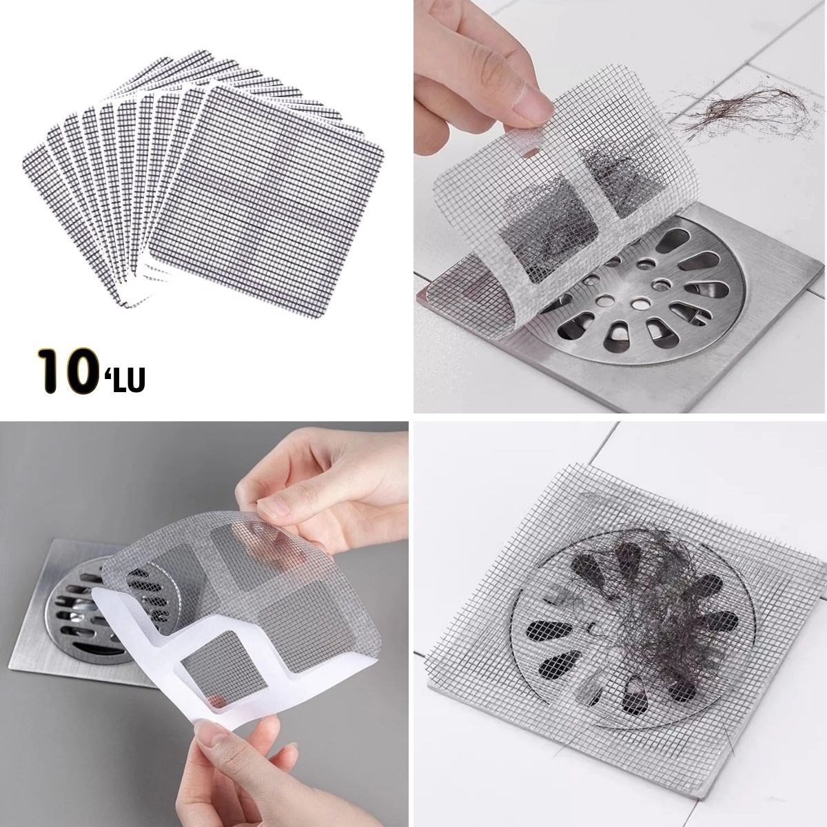 10&apos;lu Banyo ve Mıutfak Lavabo Koku Önleyici ve Haşere Böcek Önleyici Gider Filtresi (5271)