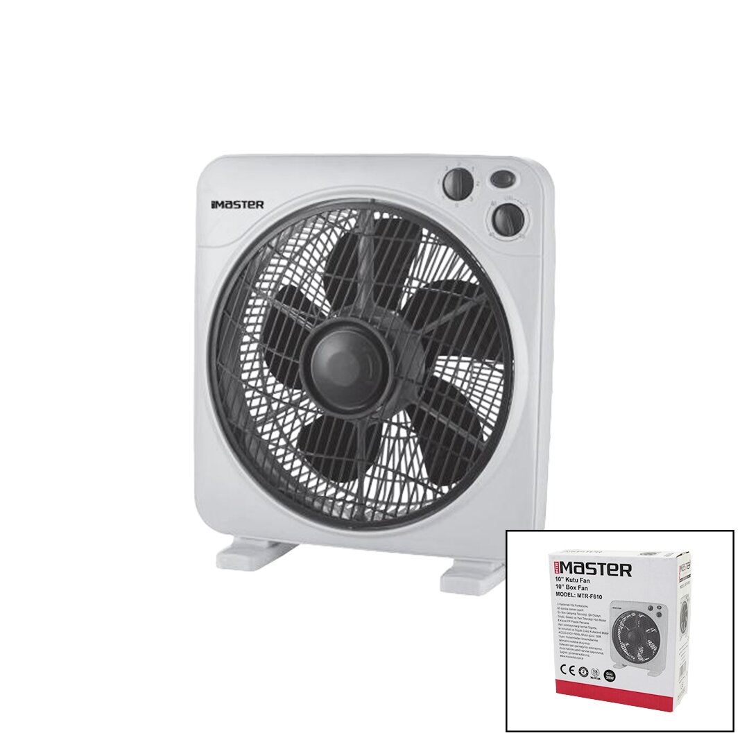 10 İNÇ  KUTU FAN  VANTİLATÖR  3 KADEME HIZ   6 PLASTİK KANAT 38W  60DK.ZAMAN AYARLI MTR-F610 (5271)