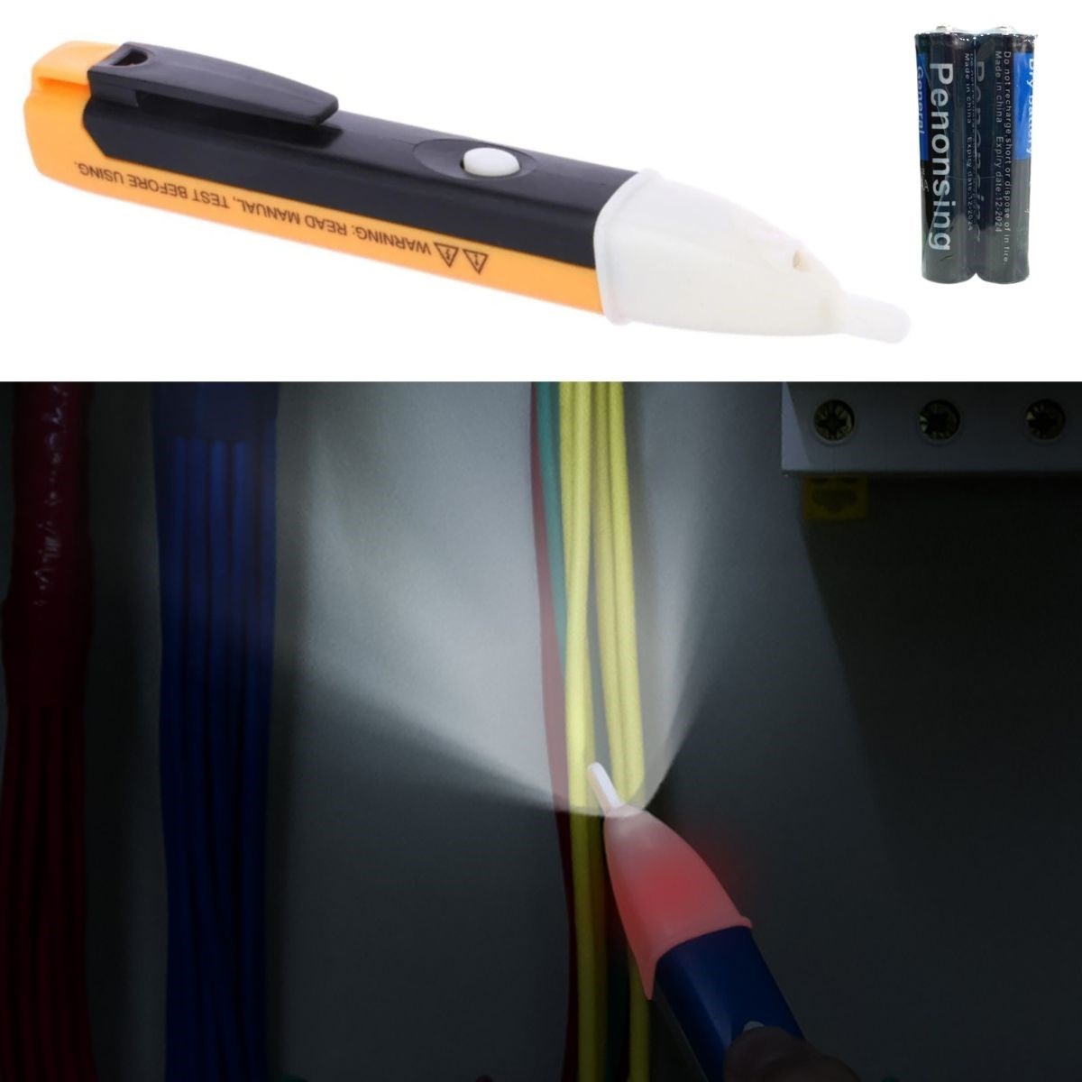 Elektrik Kaçak Dijital Kontrol Kalemi Cihazı -Dedektörlü Temassız Işıklı Kablo Voltaj Test (5271)