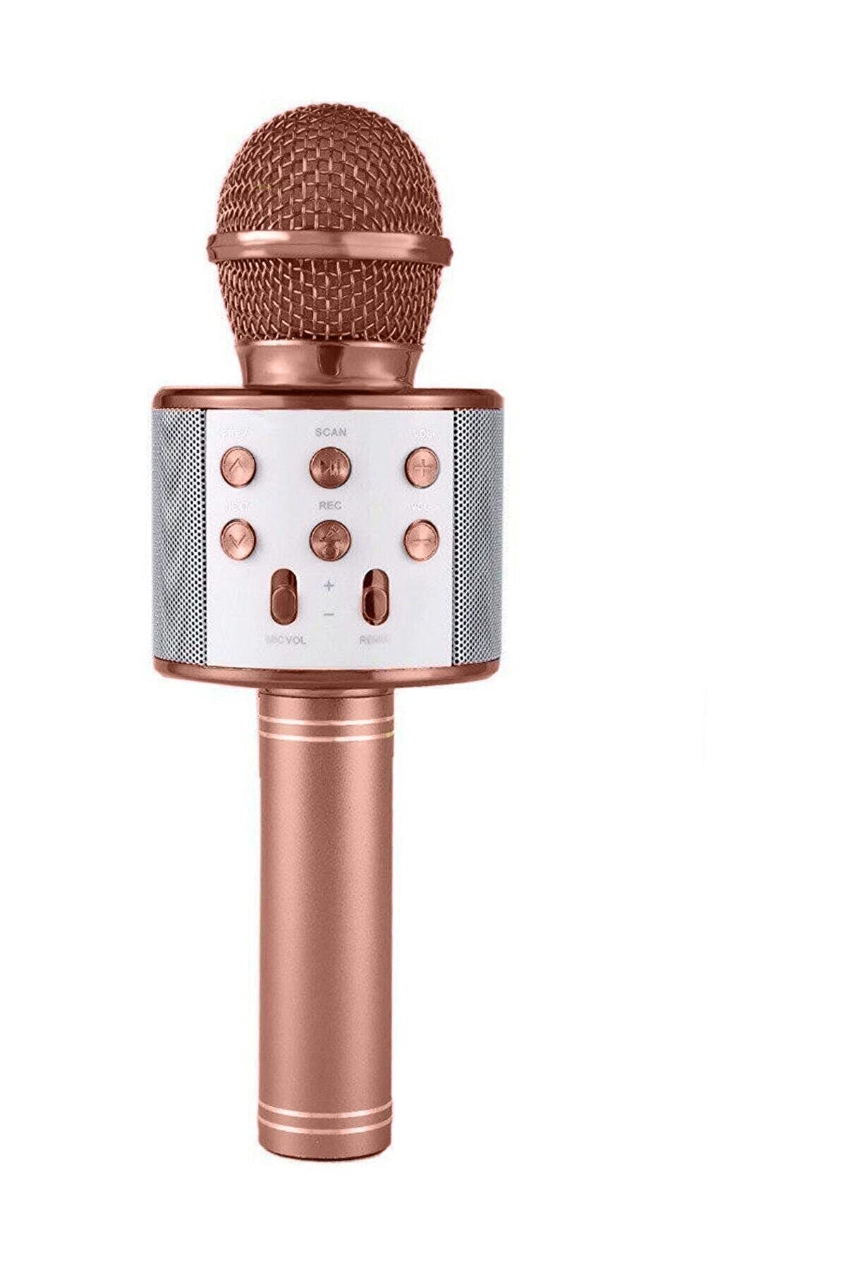 Karaoke Mikrofonlu Hoparlör - Şarjlı -Bluetooth Rose Gold (5271)