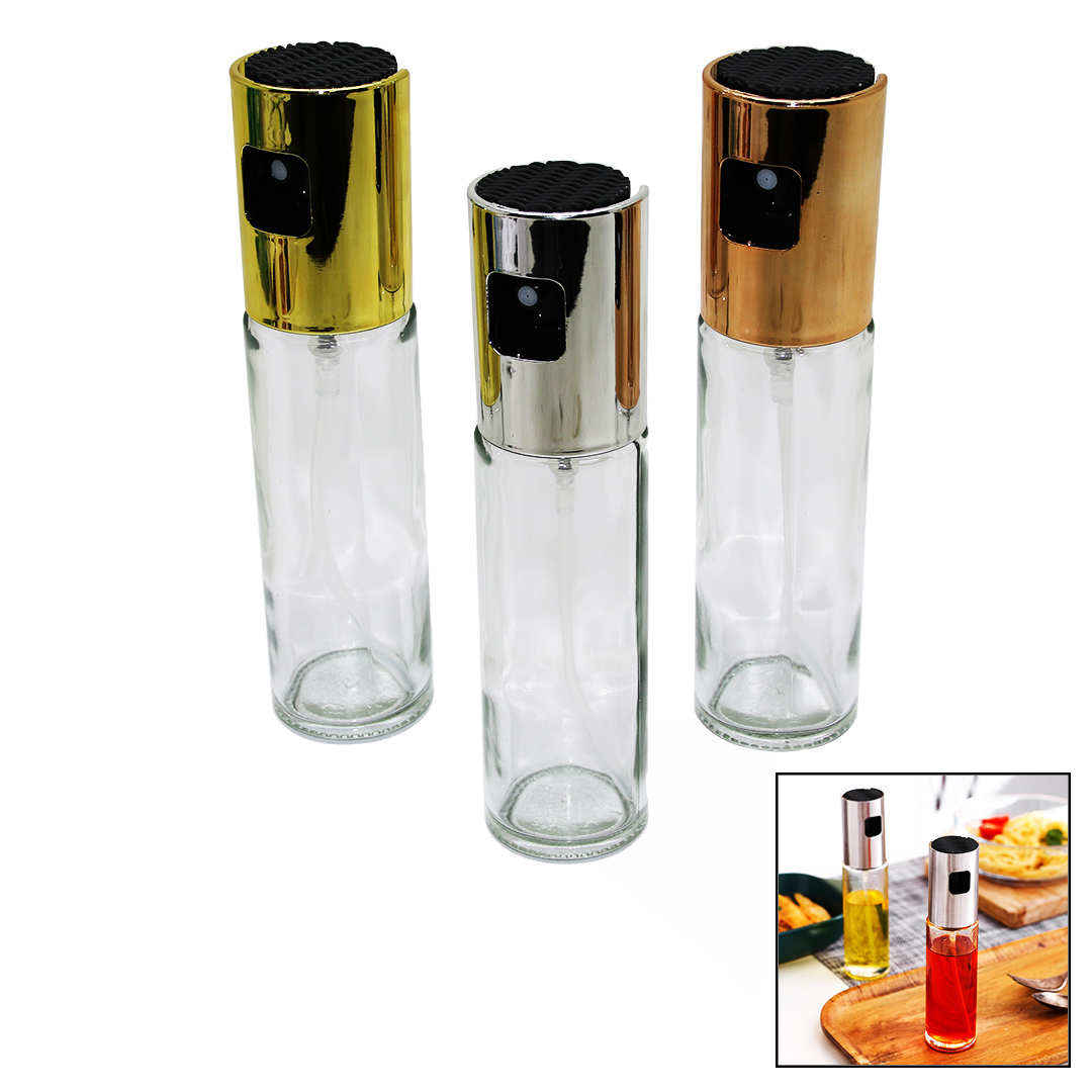 100 ML SPREY CAM YAĞDANLIK KROM - RENKLİ SPREY KAFA - İNCE UZUN ŞİŞE (5271)