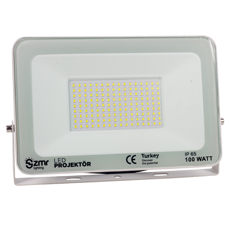 100 WATT - 220 VOLT 6500K IP65 150* IŞIK AÇISI BEYAZ SLİM KASA LED PROJEKTÖR (5271)