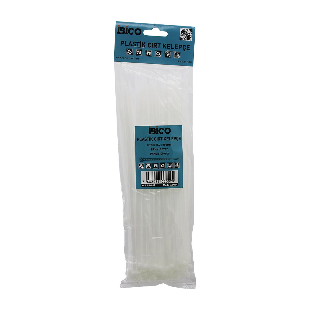 100PCS BEYAZ   3.6X250MM  PLASTİK CIRT KELEPÇE (5271)