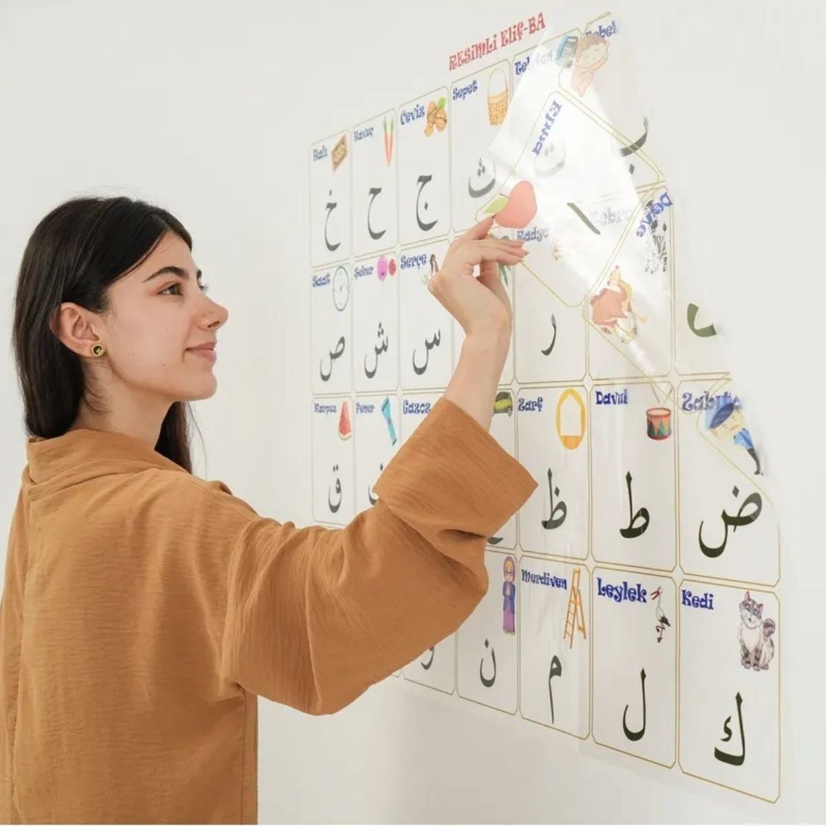 100x150 cm Statik Kağıt Elif-Ba Öğrenme Tahtası (5271)