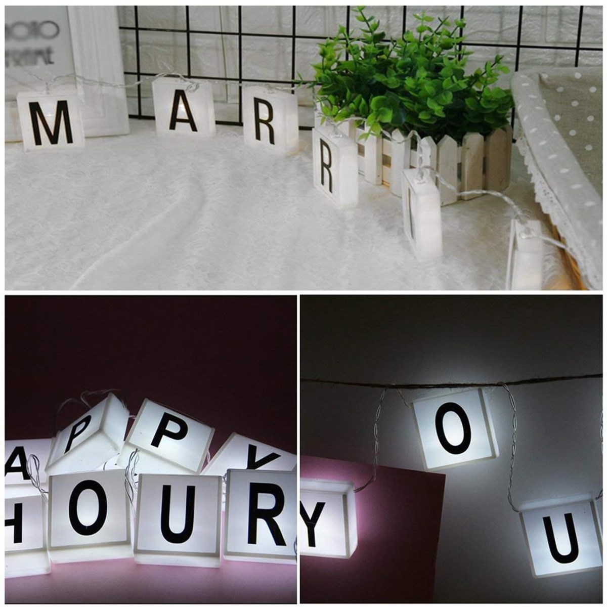 10&apos;lu Lightbox Işıklı Harf Mesaj Panosu Dekoratif Harf Işık Zinciri (5271)