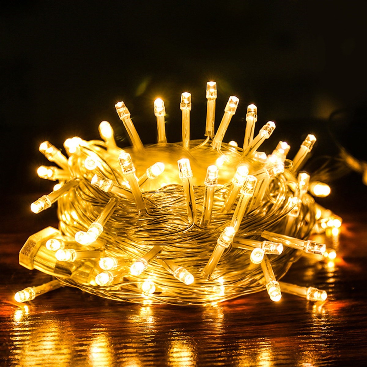 10 Metre 100 Ledli 8 Fonksiyonlu Dekoratif Lambader Sarı Lamba (5271)