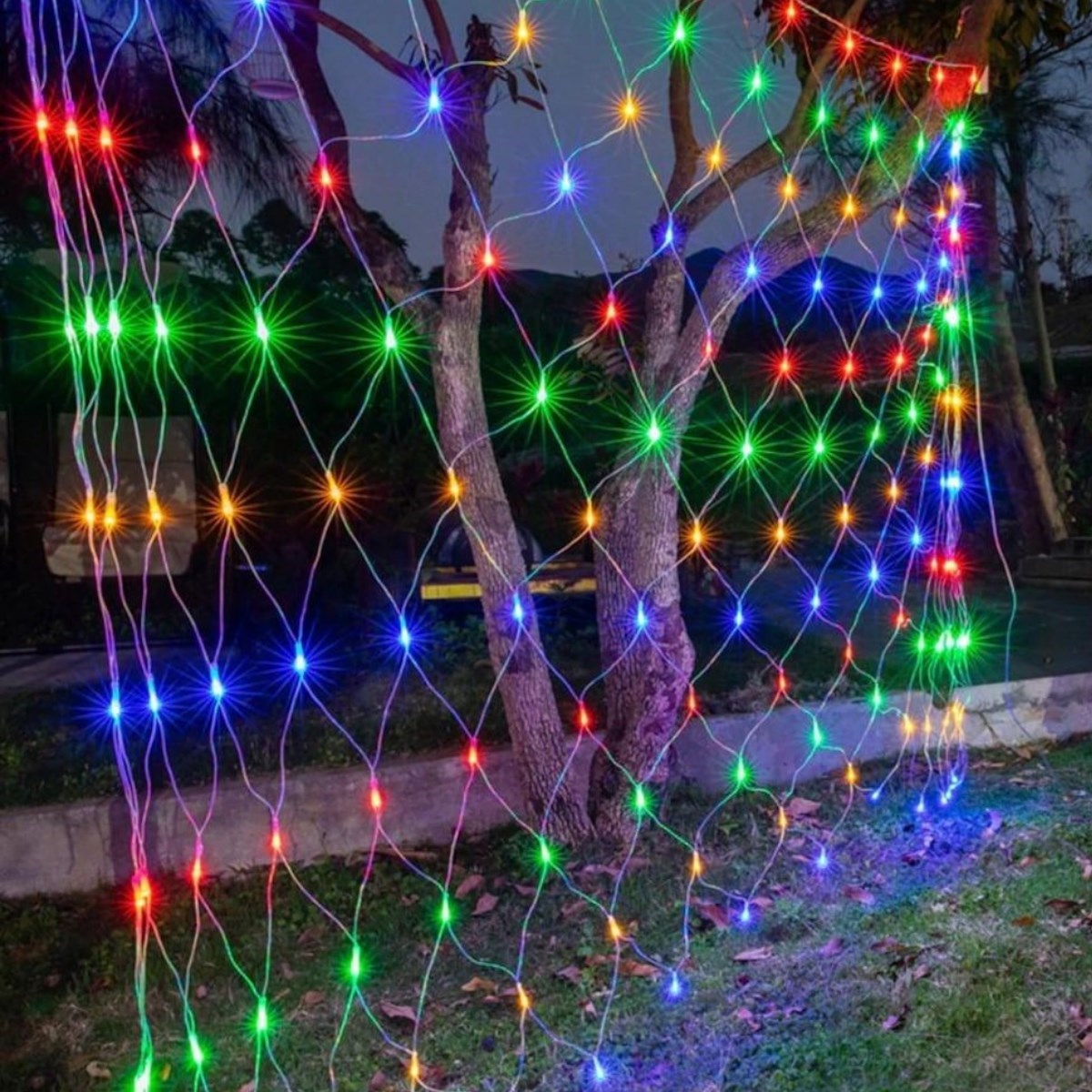 1x2 Metre Dekoratif File Ağ Perde 192 LED 8 Animasyonlu Farklı Işık Modu RGB Fişli (5271)